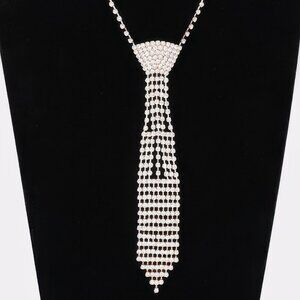 Rhinestone Necktie Necklace